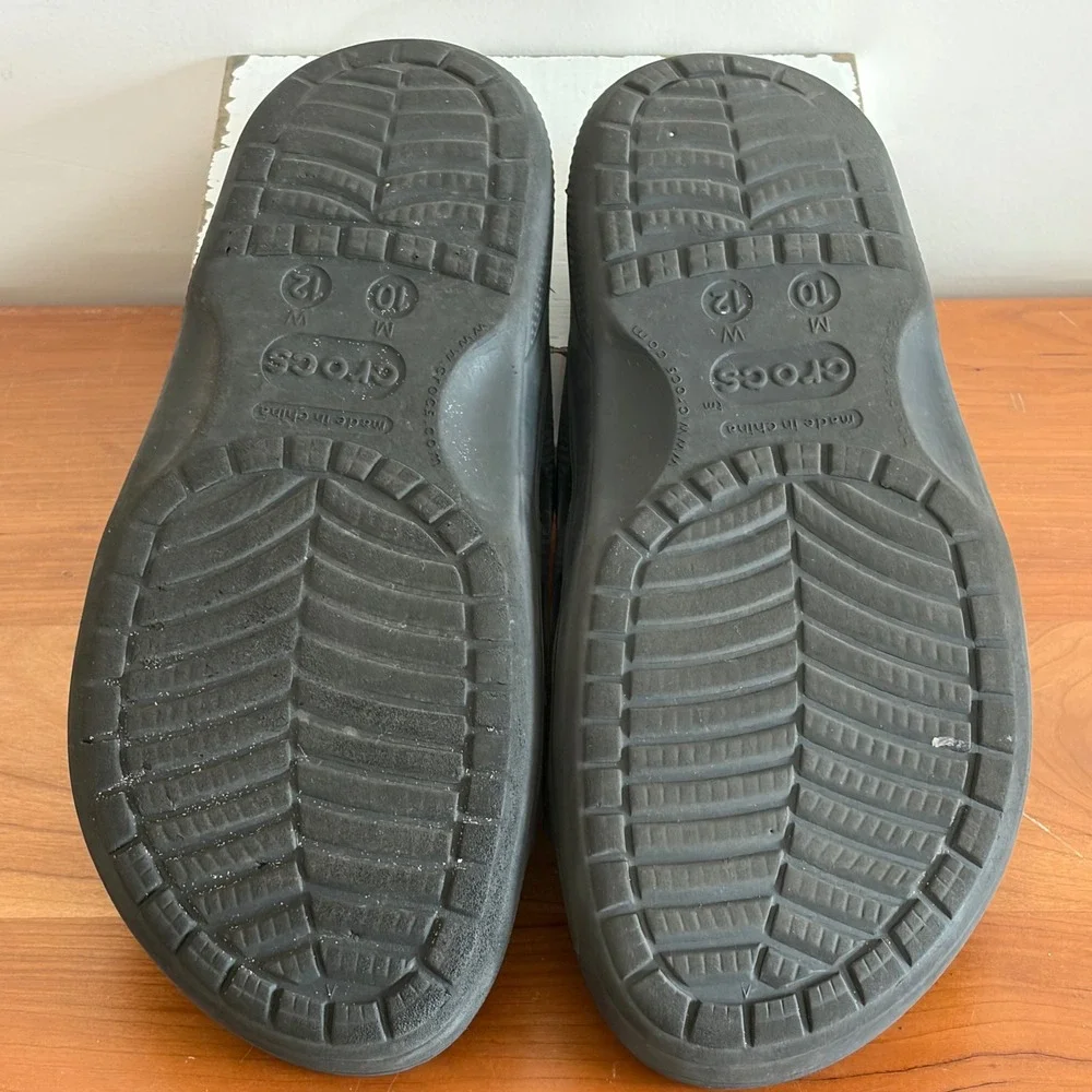 Crocs Baya II Slide Sandals Black Mens 10 Womens 12 Athletic Slip On Shoes